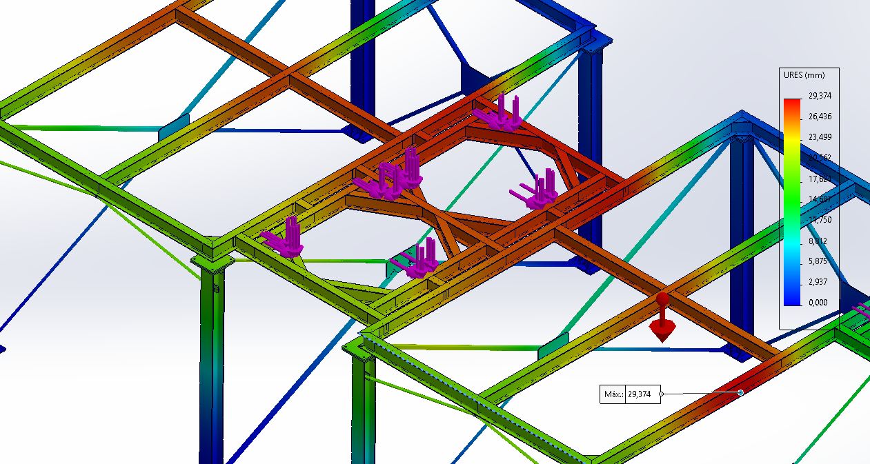 G+X resultant displacement, overall model.